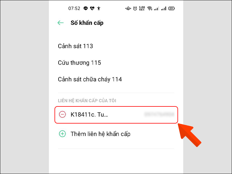 Minh họa về c&agrave;i đặt cuộc gọi khẩn cấp